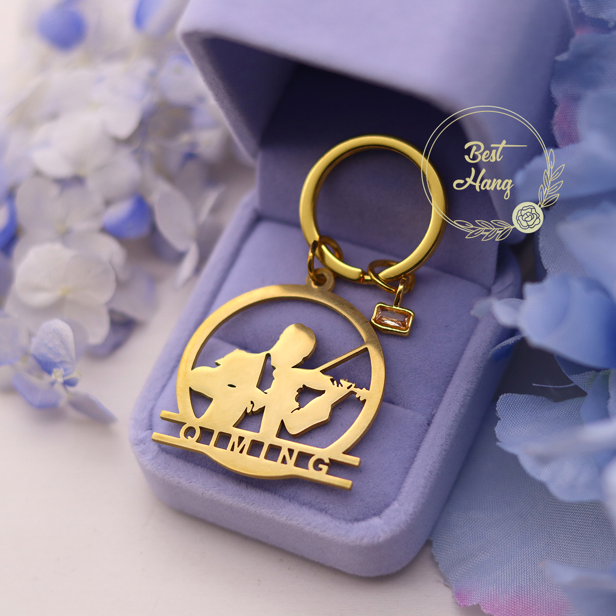 Musical Instrument Name - Custom Name Birthstone Pendant Keychain Stainless