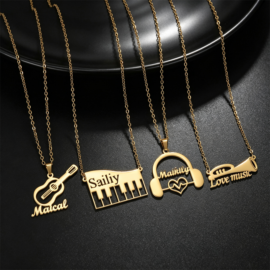 Musical Instrument Name - Acheerup Personalized Custom Name Necklace for