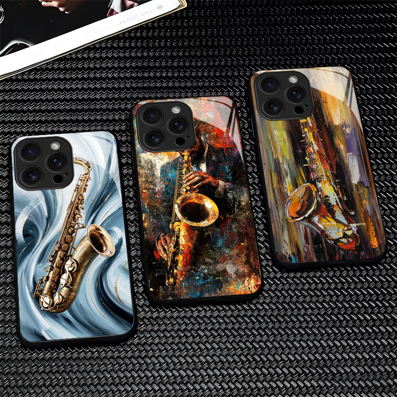 Musical Instrument Glass - Saxophone Instrument Music Glass Phone Case