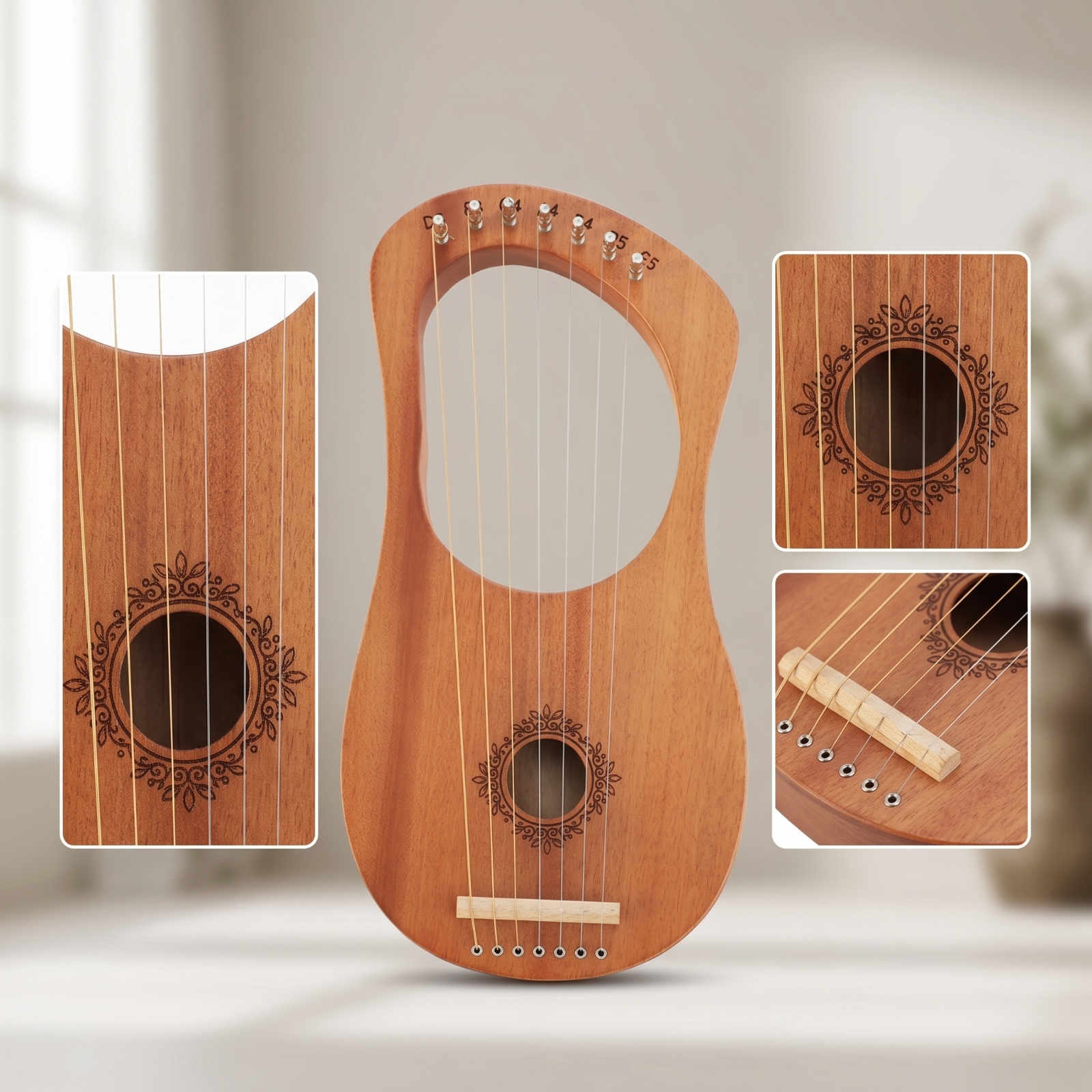 7-String Lyre Wooden Lyre 7-St - Musical Instrument Lyre recensione e prezzo