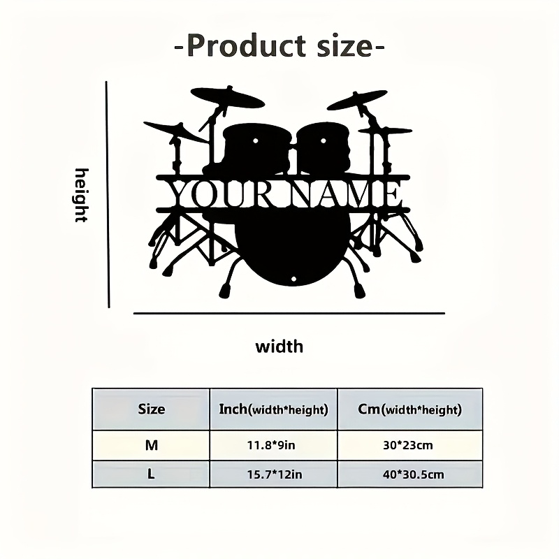 Custom Drum Set Metal Wall Art - Musical Instrument Name recensione e prezzo