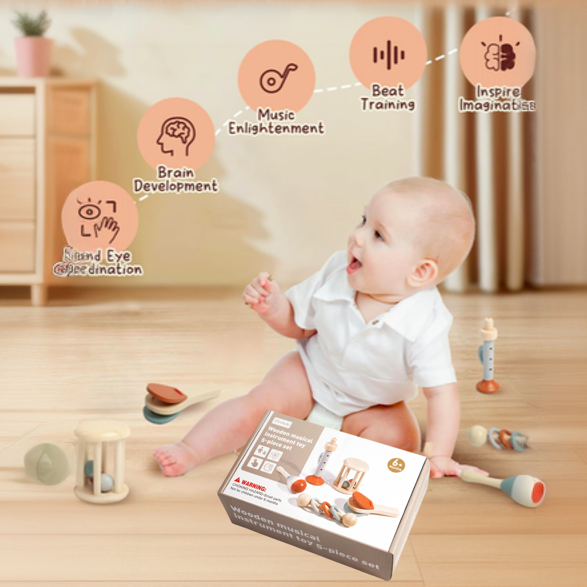 5PCS Toddler Wooden Musical In - Musical Instrument Fagot recensione e prezzo