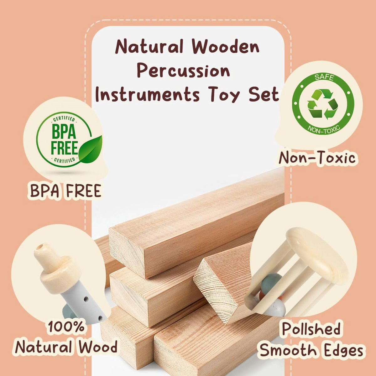 5PCS Toddler Wooden Musical In - Musical Instrument Fagot recensione e prezzo