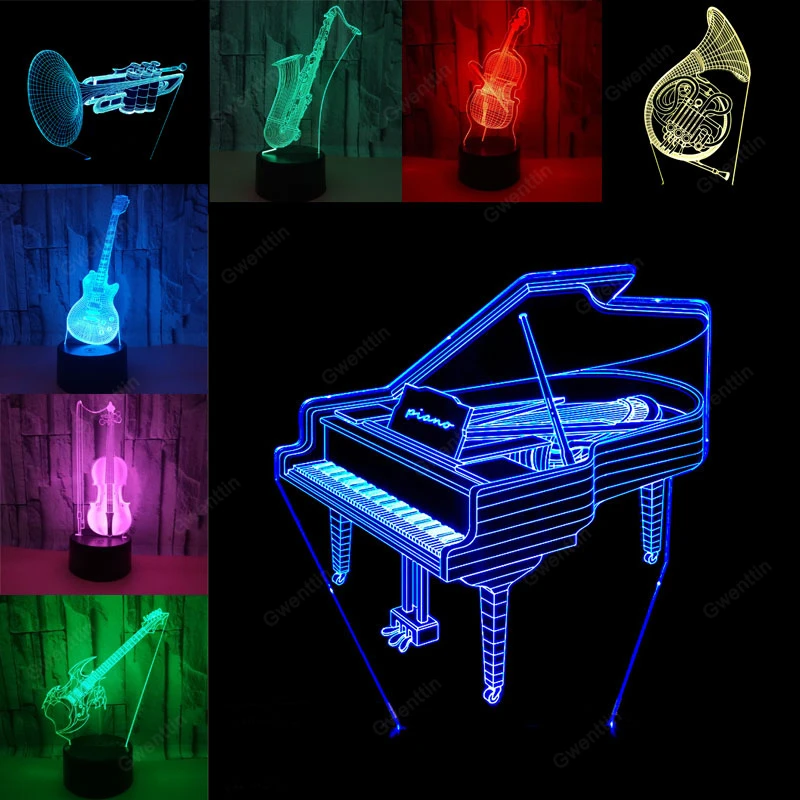 3D Illusion Night Light Led US - Musical Instrument No Touch recensione e prezzo